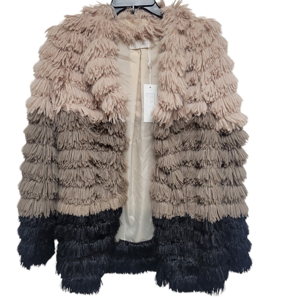 Sage Colorblocked Fringe Faux-Fur Multi-Color Coat Women's. Size XS. NWT… - Picture 2 of 14